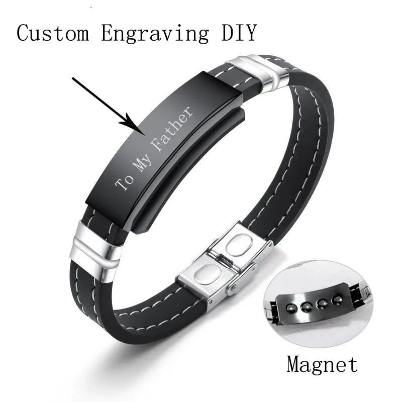 DIY на заказ гравировальный браслет силиконовый Magent Stone Здоровье браслеты для