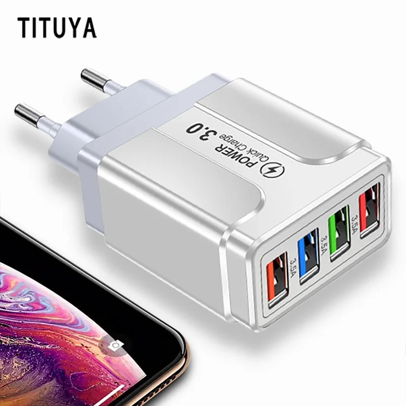 4 Port Universal Phone Charger USB Charger QC3.0/4.0 Fast Charge Wall Mobile Phone Fast Charging For iPhone12Pro Huawei Samsuang
4 Port Universal Phone Charger USB Charger QC3.0/4.0 Fast Charge Wall Mobile Phone Fast Charging For iPhone12Pro Huawei Samsuang