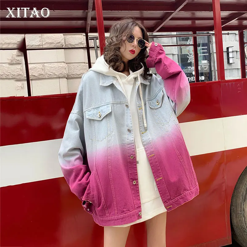 Женская джинсовая куртка XITAO модная трендовая в Корейском стиле размера плюс