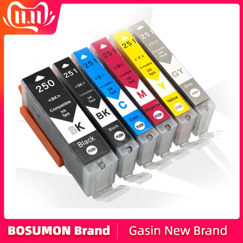 

Bosumon 250XL 251XL Ink Cartridge For Canon PGI 250 CLI 251 PIXMA IP7220 IP8720 MX922 MX722 MG5420 MG5422 MG5520 MG6320 MG6420