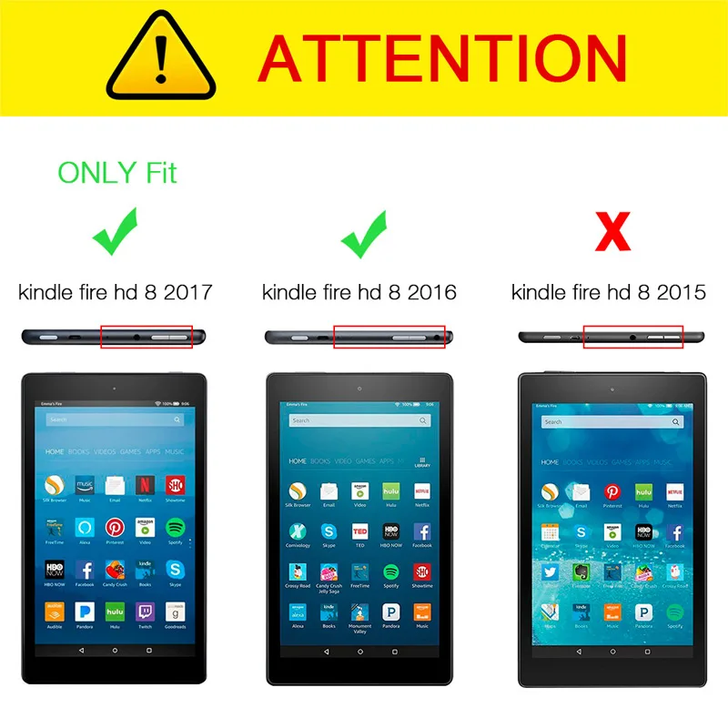 Case for Amazon Fire HD 8 Case Tablet Painted Stand Wallet Shell Case For Amazon Fire HD 8 2017 2018 8.0 inch +Film+Pen