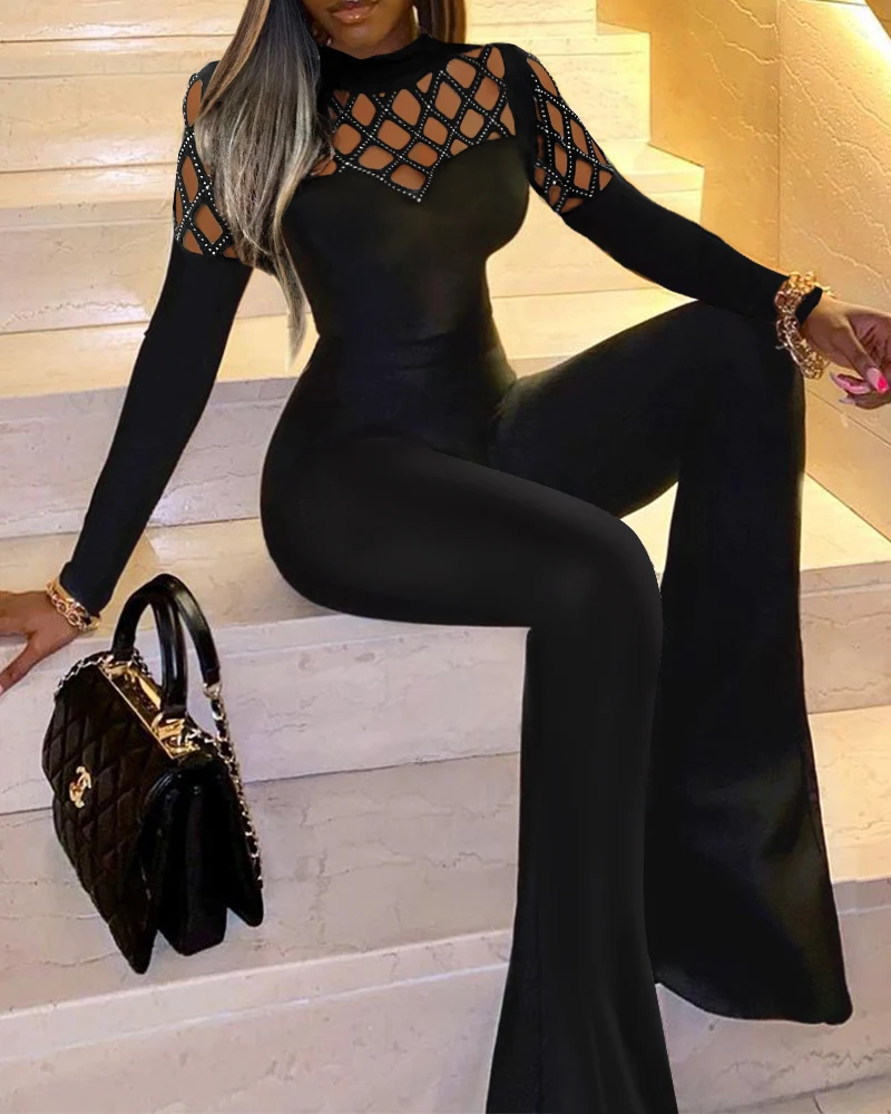 Jumpsuit spring and autumn women's sexy slim fit black mesh stitched Jumpsuit with lace stitching
Jumpsuit spring and autumn women's sexy slim fit black mesh stitched Jumpsuit with lace stitching