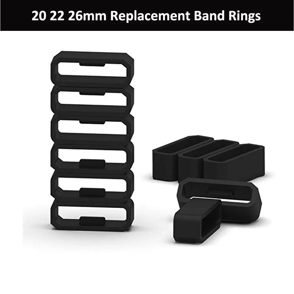 

20mm 22mm 26mm Soft Silicone Rings Fastener Rings Security Loop for Garmin Fenix 5 5X 5S 6 6S 6X Pro Silicone Replacement Band