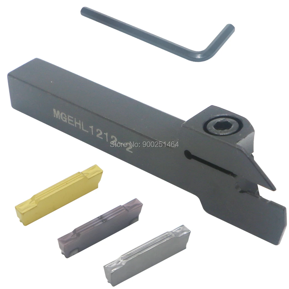 

CNC Lathe Grooving Tool Holder MGEHL1212-2 (12mm)Left, with Three MGMN200 (2mm) Cemented Carbide Blades.