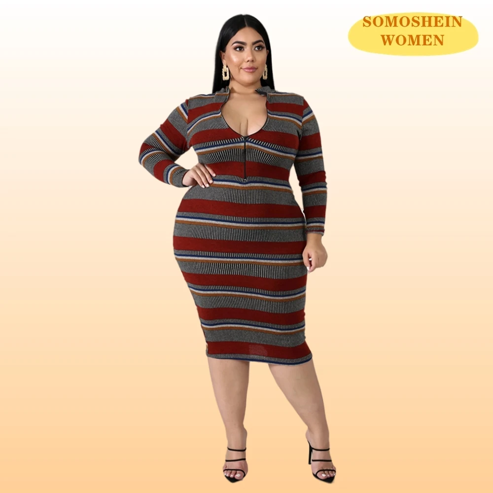 Somoshein Plus Size Dresses for Women Vintage Striped Print Woman Clothes 5XL Sexy Bodycon Mini Dress Screw Thread Vestidos
Somoshein Plus Size Dresses for Women Vintage Striped Print Woman Clothes 5XL Sexy Bodycon Mini Dress Screw Thread Vestidos