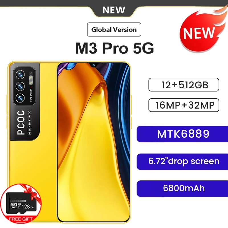 Global Version PCOC M3 Pro 6.72 Inch 4G 5G Smartphone 16GB+512GB 6800mAh 10 Core Android 10.0 Unlocked Network Cell Phone
Global Version PCOC M3 Pro 6.72 Inch 4G 5G Smartphone 16GB+512GB 6800mAh 10 Core Android 10.0 Unlocked Network Cell Phone