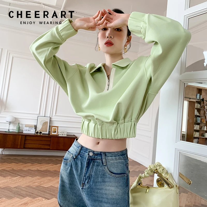 CHEERART Neon Green Polo Sweatshirts Cropped Hoodie Solid Color Oversized Pullovers Women Sweetshirts Essentials Hoodie Clothes
CHEERART Neon Green Polo Sweatshirts Cropped Hoodie Solid Color Oversized Pullovers Women Sweetshirts Essentials Hoodie Clothes