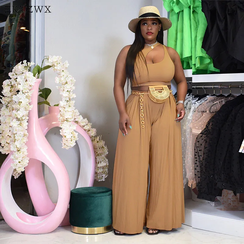 ZKYZWX Plus Size 2 Piece Set Sexy Crop Top and Wide Leg Pants Loungewear Matching Sets Vacation Outfits for Women Summer Clothes
ZKYZWX Plus Size 2 Piece Set Sexy Crop Top and Wide Leg Pants Loungewear Matching Sets Vacation Outfits for Women Summer Clothes