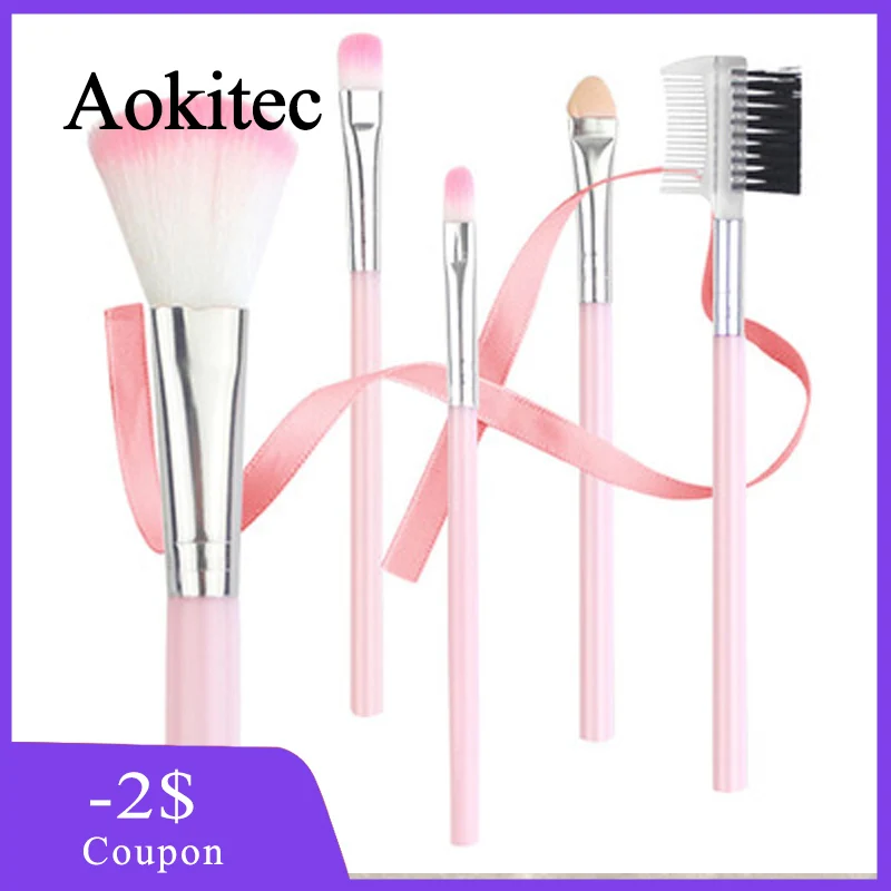 Aokitec 5 шт. простая портативная Профессиональная женская Кисть для макияжа набор