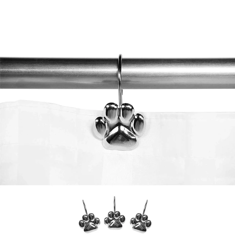 12Pcs Set Cat Footprint Decorative Shower Curtain Hooks Rust Proof Rings Hangers Home Bathroom Decorative Polished Chrome for Ro
12Pcs Set Cat Footprint Decorative Shower Curtain Hooks Rust Proof Rings Hangers Home Bathroom Decorative Polished Chrome for Ro