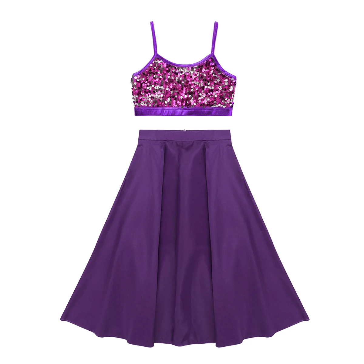 Kids Girls Ballet Dance Costume Sparkly Sequins Metallic Dance Tanks Bra Tops Long Maxi Full Circle Skirt Performance Dancewear
Kids Girls Ballet Dance Costume Sparkly Sequins Metallic Dance Tanks Bra Tops Long Maxi Full Circle Skirt Performance Dancewear