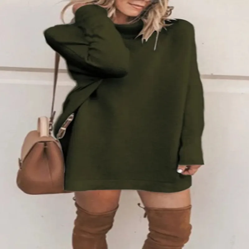 Turtleneck Solid Knitted Sweaters Dress Women Long Sleeve Slim Streetwear Pullovers Oversized Sweater Pull Autumn Dress
Turtleneck Solid Knitted Sweaters Dress Women Long Sleeve Slim Streetwear Pullovers Oversized Sweater Pull Autumn Dress