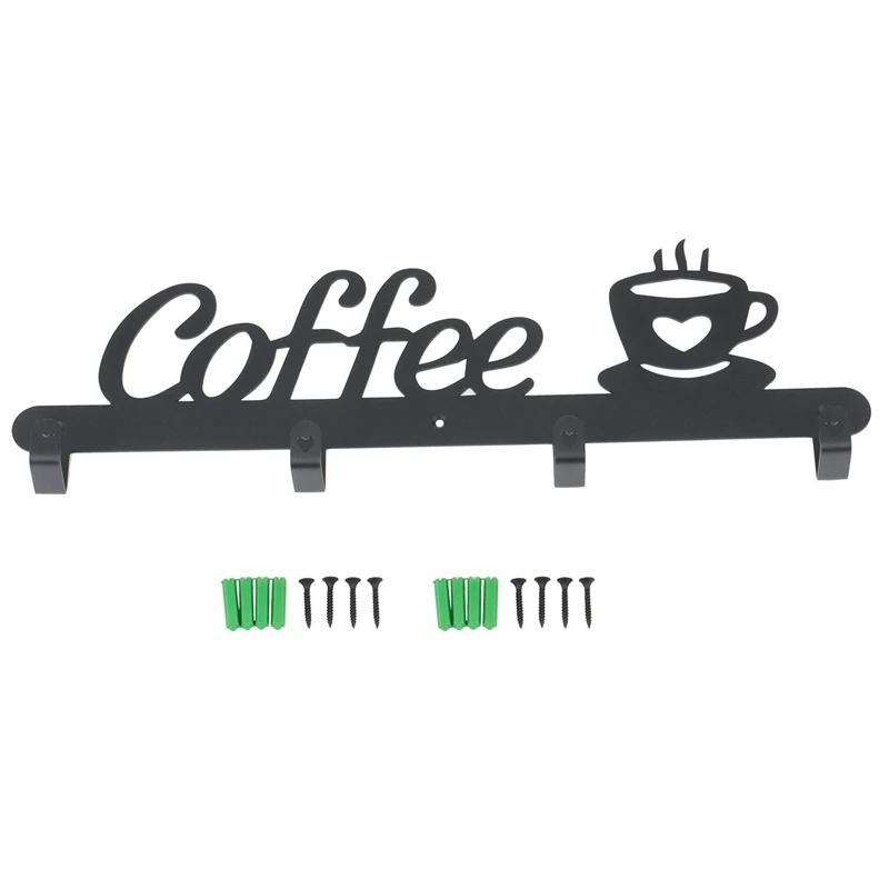 Metal Coffee Mug Holder, Wall Mounted Coffee Cup Rack With Coffee Sign, 4 Hooks Art Metal Cup Hanging Decor
Metal Coffee Mug Holder, Wall Mounted Coffee Cup Rack With Coffee Sign, 4 Hooks Art Metal Cup Hanging Decor
