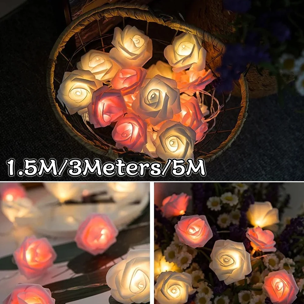 1.5M/3M/5M Led Rose Flower String Lights Battery Powered Wedding Home Birthday Valentine's Day Event Party Garland Luminaria
1.5M/3M/5M Led Rose Flower String Lights Battery Powered Wedding Home Birthday Valentine's Day Event Party Garland Luminaria