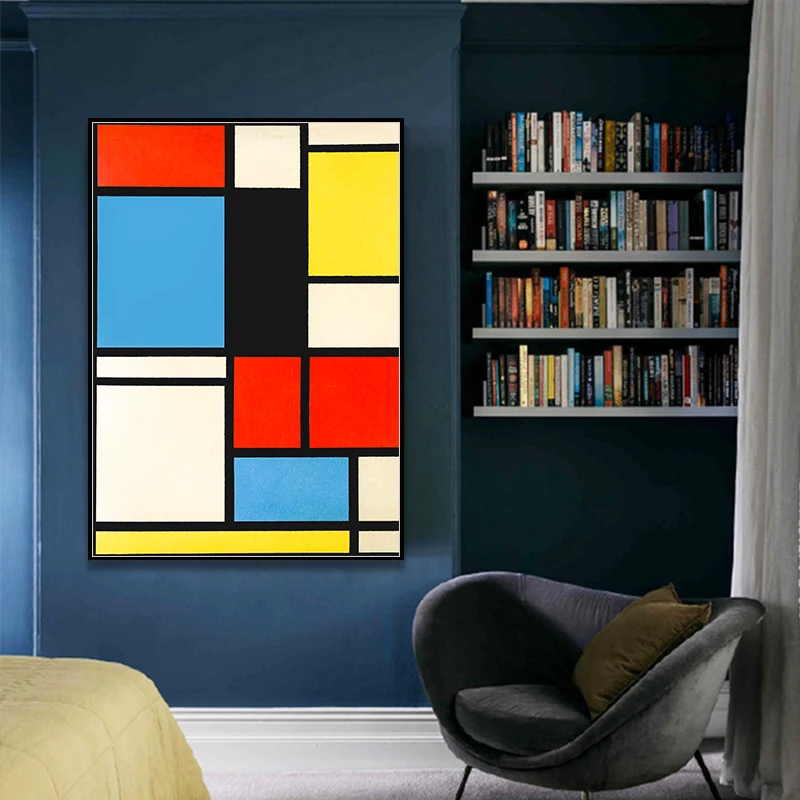 Piet Cornelies Mondrian классическое искусство Геометрическая линия красный синий желтый