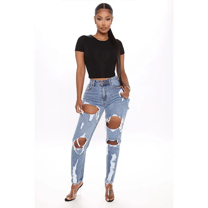 Streetwear Ripped Jeans For Women's Jeans With Fringed Holes And Slim Fit Women's Jeans Trousers
Streetwear Ripped Jeans For Women's Jeans With Fringed Holes And Slim Fit Women's Jeans Trousers