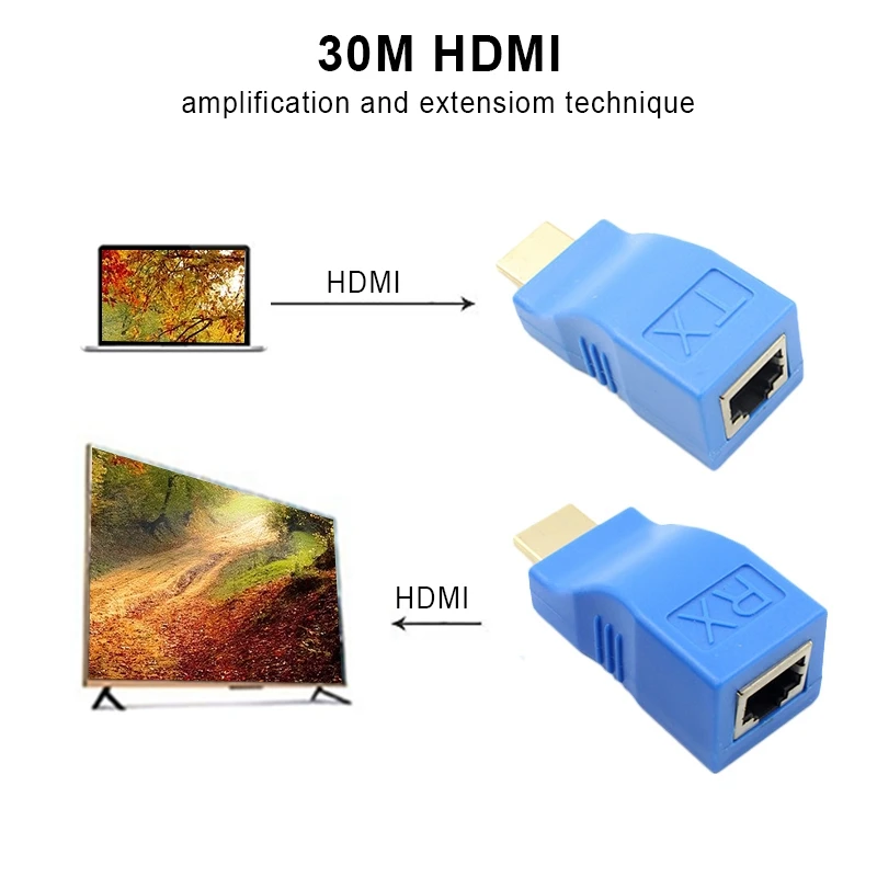 Hdmi Extender to Rj45 Lan Network Extension Transmitter Receiver Tx Rx Cat5E Cat6 Ethernet Cable V1.4 30M 4K Hd Tv 1080P
Hdmi Extender to Rj45 Lan Network Extension Transmitter Receiver Tx Rx Cat5E Cat6 Ethernet Cable V1.4 30M 4K Hd Tv 1080P