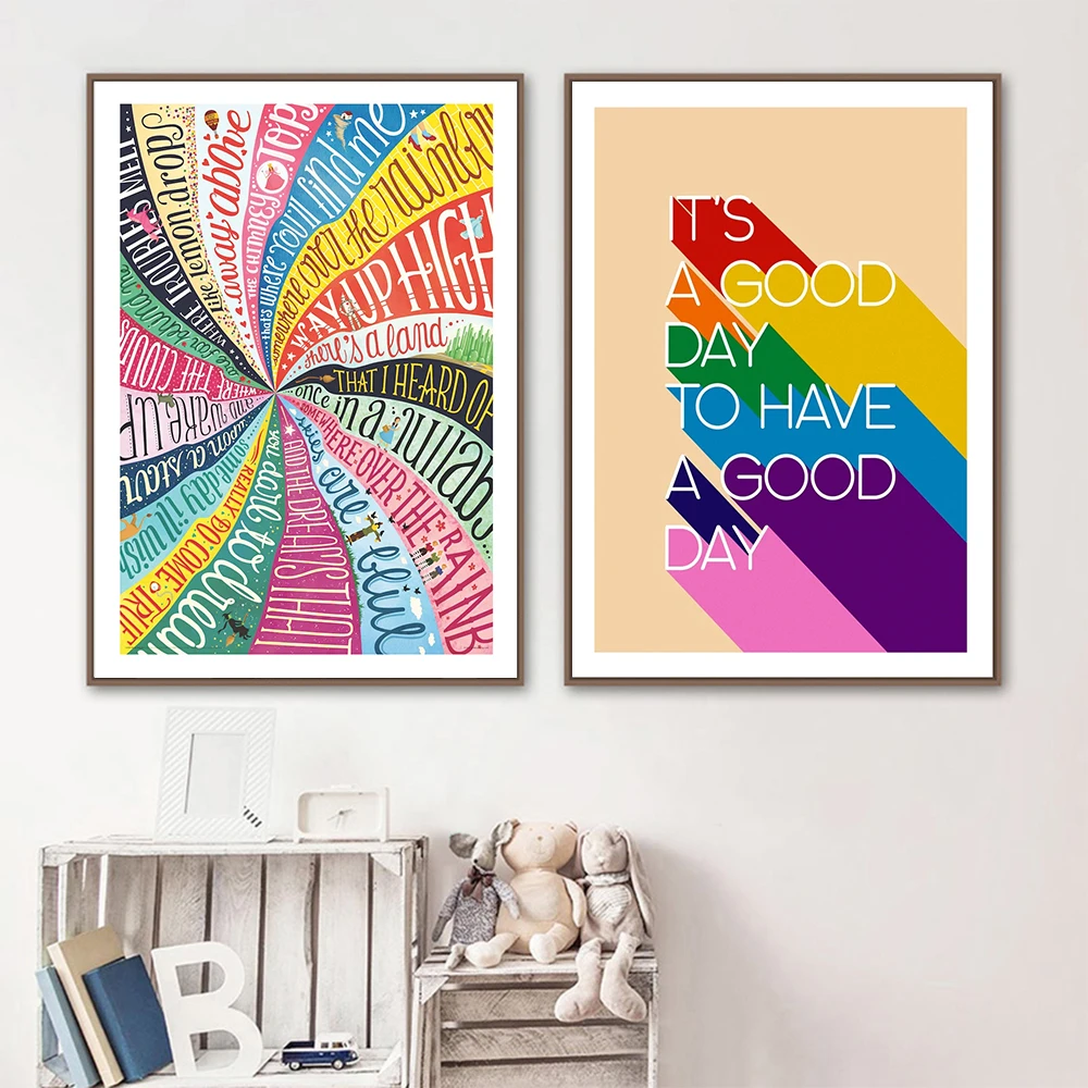 Rainbow Colorful Letter Poster Is A Good To Have A Good Day Art Print Canvas Painting Modern Wall Picture Living Room Home Decor
Rainbow Colorful Letter Poster Is A Good To Have A Good Day Art Print Canvas Painting Modern Wall Picture Living Room Home Decor