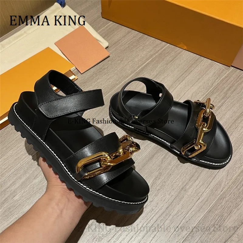 Summer Ladies Fashion Flat Sandals Women's Casual Chain Platform Sandales Round Toe Women Shoes Female Footwear Plus Size 42
Summer Ladies Fashion Flat Sandals Women's Casual Chain Platform Sandales Round Toe Women Shoes Female Footwear Plus Size 42