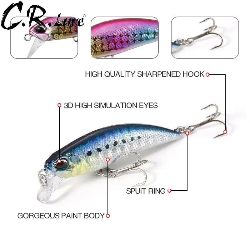 1pcs Fishing lure 48mm 4.3g Sinking Minnow bait Wobbler Swimbait Jerkbait fit trout bass pike seabass | Спорт и развлечения