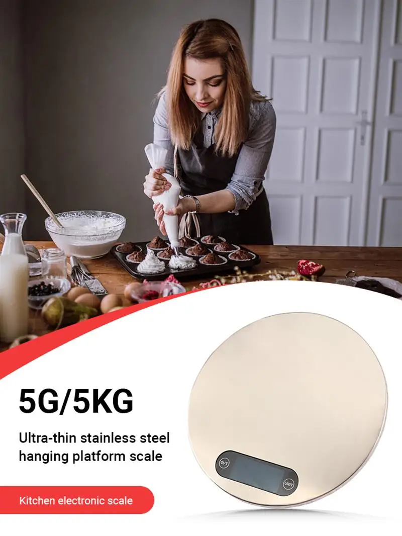 Kitchen Scale 5KG/1G LCD Touch Button Ultrathin Digital Electronic Kitchen Food Scale Tool Accuracy for Cooking/Baking
Kitchen Scale 5KG/1G LCD Touch Button Ultrathin Digital Electronic Kitchen Food Scale Tool Accuracy for Cooking/Baking