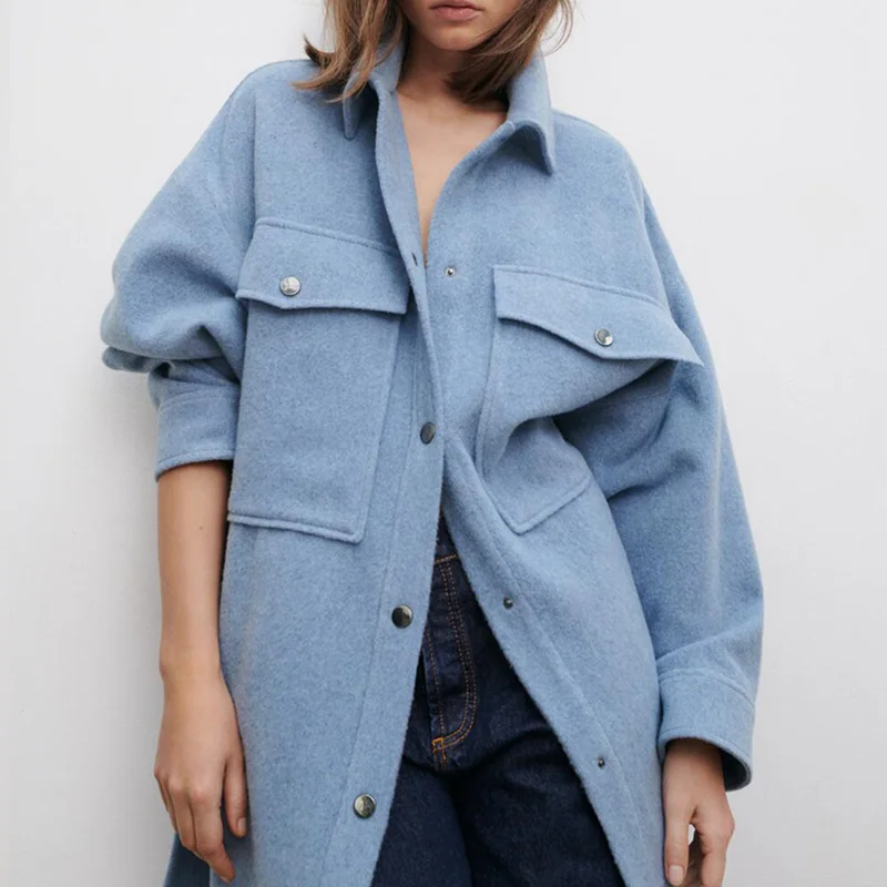 Za Women's Jackets Oversize Shirt Coats Woolen Outwear Mujer Chaqueta Long Sleeves Solid Outerwear Thick Shirt Ladies Workwear
Za Women's Jackets Oversize Shirt Coats Woolen Outwear Mujer Chaqueta Long Sleeves Solid Outerwear Thick Shirt Ladies Workwear