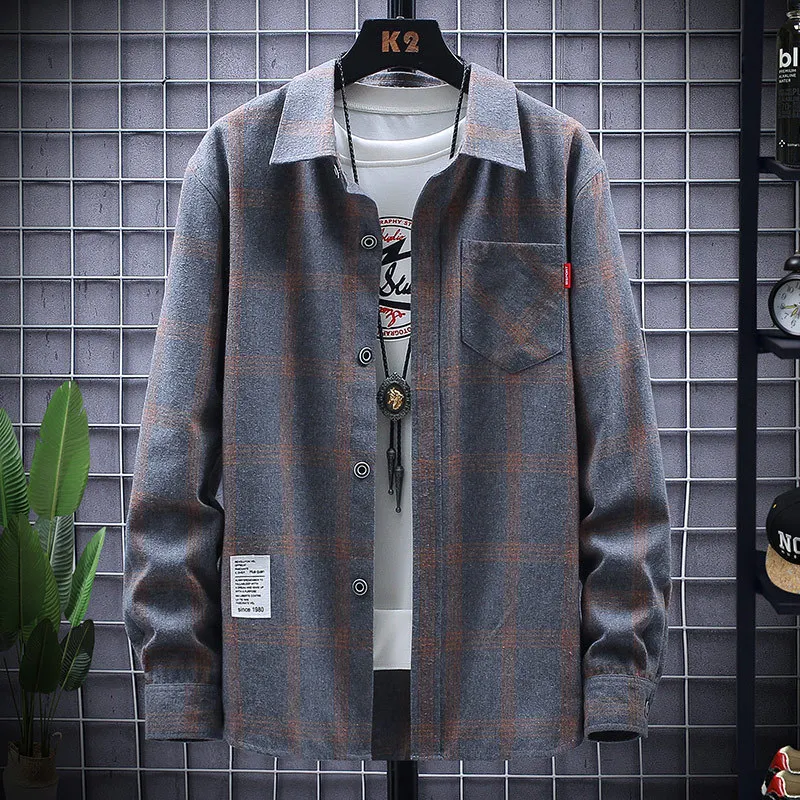 Shirt men's long sleeve Korean version handsome long sleeve half sleeve men's spring and autumn Top Casual Stripe Shirt