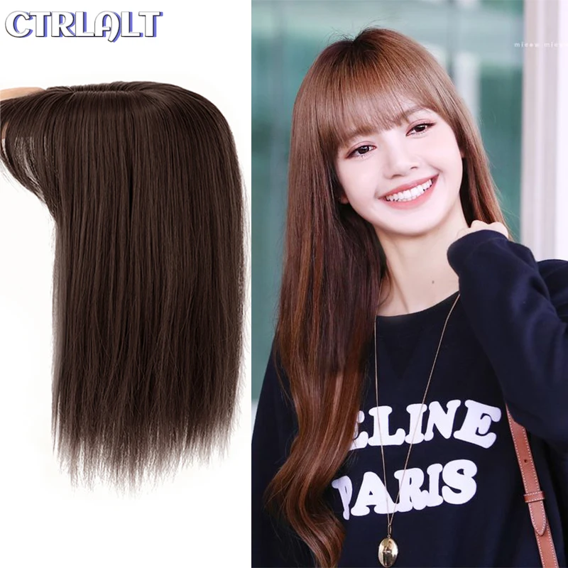 

Ctrl Alt Human hair Bangs Hair 3D Air Bangs Straight Hair Natural Replacement Daily wig Clip In Hair Real Extension Black Brown