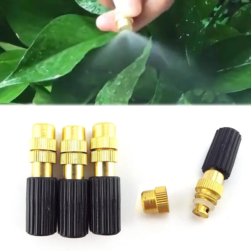 

5x Gardening plant Misting cooling system Brass mist fog copper Nozzle Spray Sprinkler Watering Garden planter Tools suppliesR1