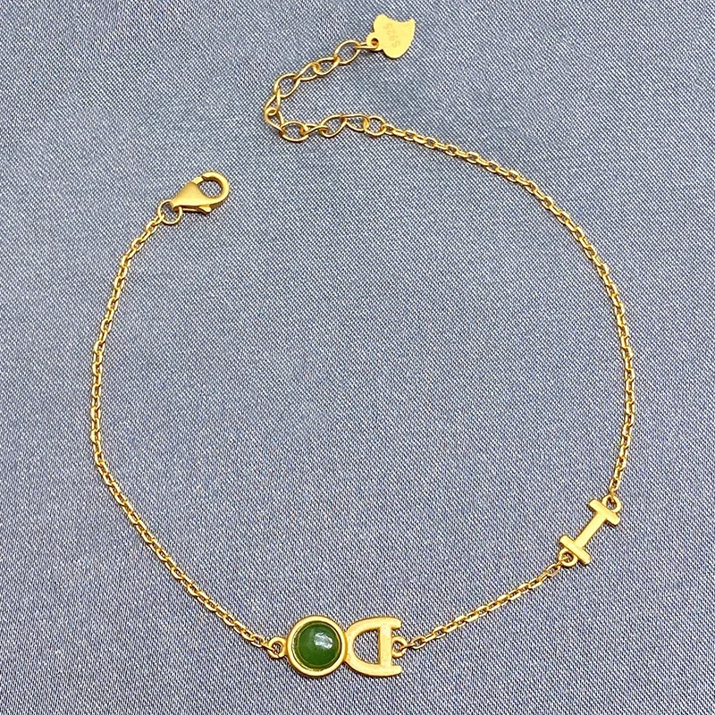 24K Gold Bracelet Jade Gems For Women Wedding Anniversary Yellow Gold Female Charm Bracelets Hand Jewelry With Gift Box
24K Gold Bracelet Jade Gems For Women Wedding Anniversary Yellow Gold Female Charm Bracelets Hand Jewelry With Gift Box