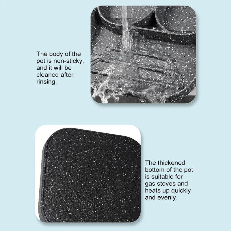 Pancake Maifan Stone Four-hole Non-stick Steak Pan Two-hole Three-in-One Kitchen Cooking Breakfast Machine Wood Grain Handle Pan
Pancake Maifan Stone Four-hole Non-stick Steak Pan Two-hole Three-in-One Kitchen Cooking Breakfast Machine Wood Grain Handle Pan