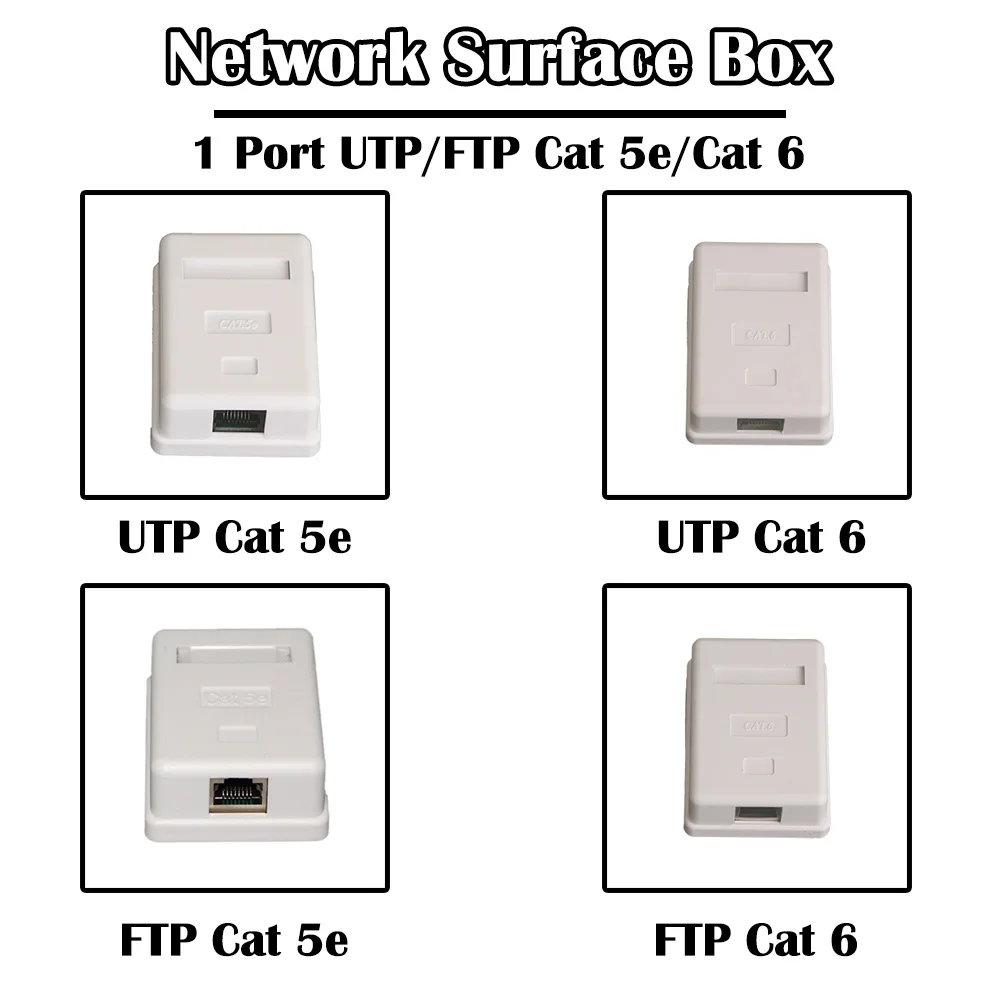 

5 Pieces 1 Port UTP/FTP Cat 5e/ Cat 6 Network Surface Junction Box Network Data Information RJ 45 Port 8P8C Networking Ethernet