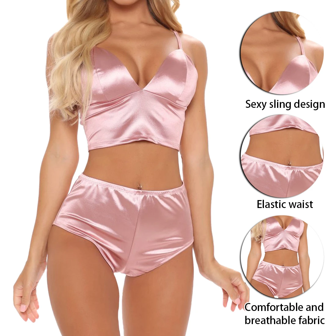 Women Pajamas Satin Nightwear Female Pajamas Camis Short Tops Pants Sleepwear Sets Ladies Pijamas Lingerie Underwear 2021
Women Pajamas Satin Nightwear Female Pajamas Camis Short Tops Pants Sleepwear Sets Ladies Pijamas Lingerie Underwear 2021
