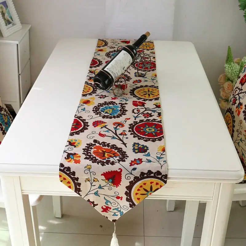 

Linen table runners hotel bed flag home decoration table cloth runner table runner 220cm india style