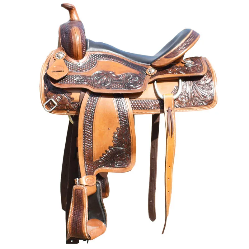 

CX Equestrian Supplies Cowhide Carving Western Saddle Riding Equipment Full Set Horse Harness Western Saddle