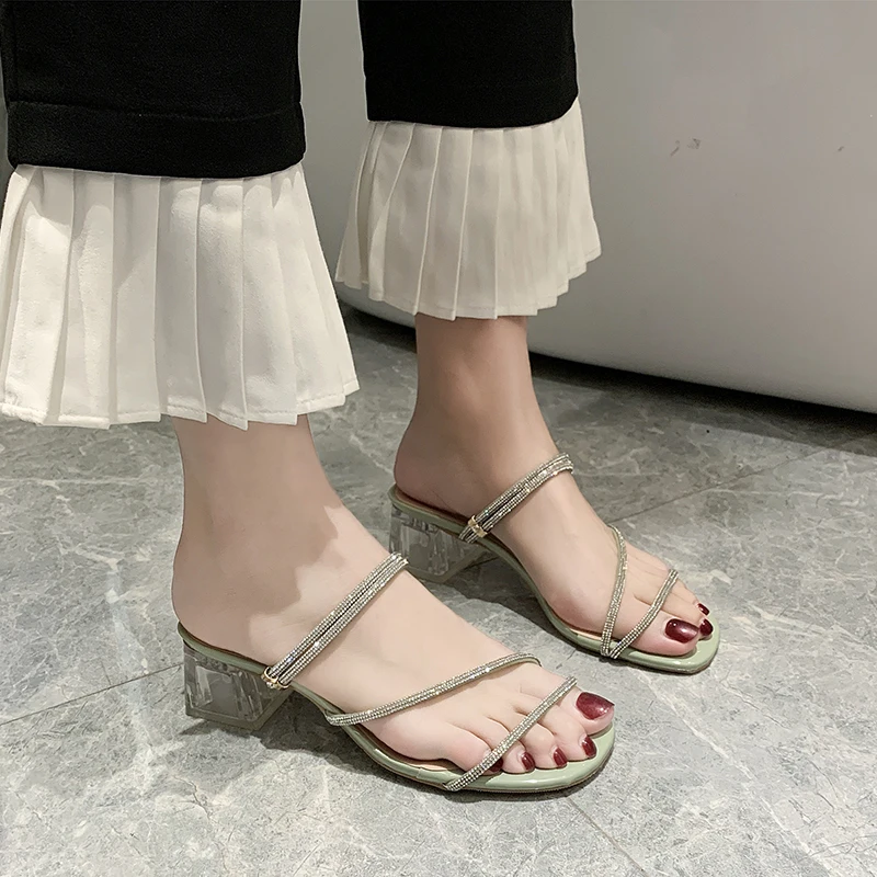 Square Heel Slip On Shoes Women crystal Slippers High Heel Pumps New Summer Beach Ladies Slides Bohemian Female Dress Shoes
Square Heel Slip On Shoes Women crystal Slippers High Heel Pumps New Summer Beach Ladies Slides Bohemian Female Dress Shoes