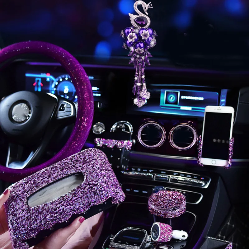 Women's Amethyst car accessories, Rhinestone steering wheel cover, car interior ashtray pendant.
Women's Amethyst car accessories, Rhinestone steering wheel cover, car interior ashtray pendant.