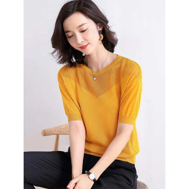 Women's Summer 2019 New Style Fashion Porous Panel Slim Fit Sweater Pullover Short Sleeved T-shirt
Women's Summer 2019 New Style Fashion Porous Panel Slim Fit Sweater Pullover Short Sleeved T-shirt