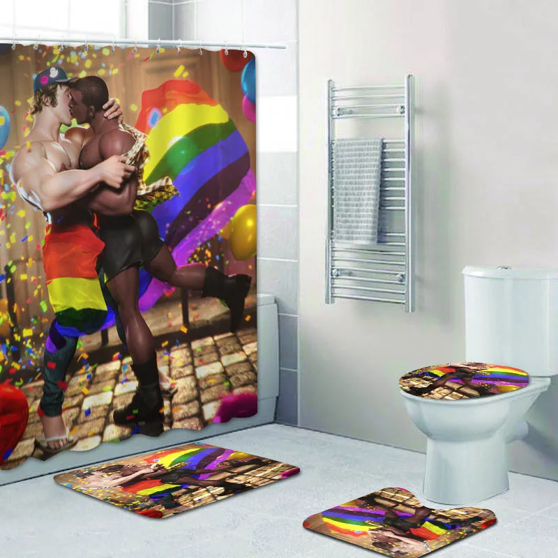 Gay Pride Flag Home Decor Men Gay Pride Shower Curtain Bath Curtain Set Love is Love Gay Peace LGBT Bathroom Mats Rugs 180x200cm
Gay Pride Flag Home Decor Men Gay Pride Shower Curtain Bath Curtain Set Love is Love Gay Peace LGBT Bathroom Mats Rugs 180x200cm