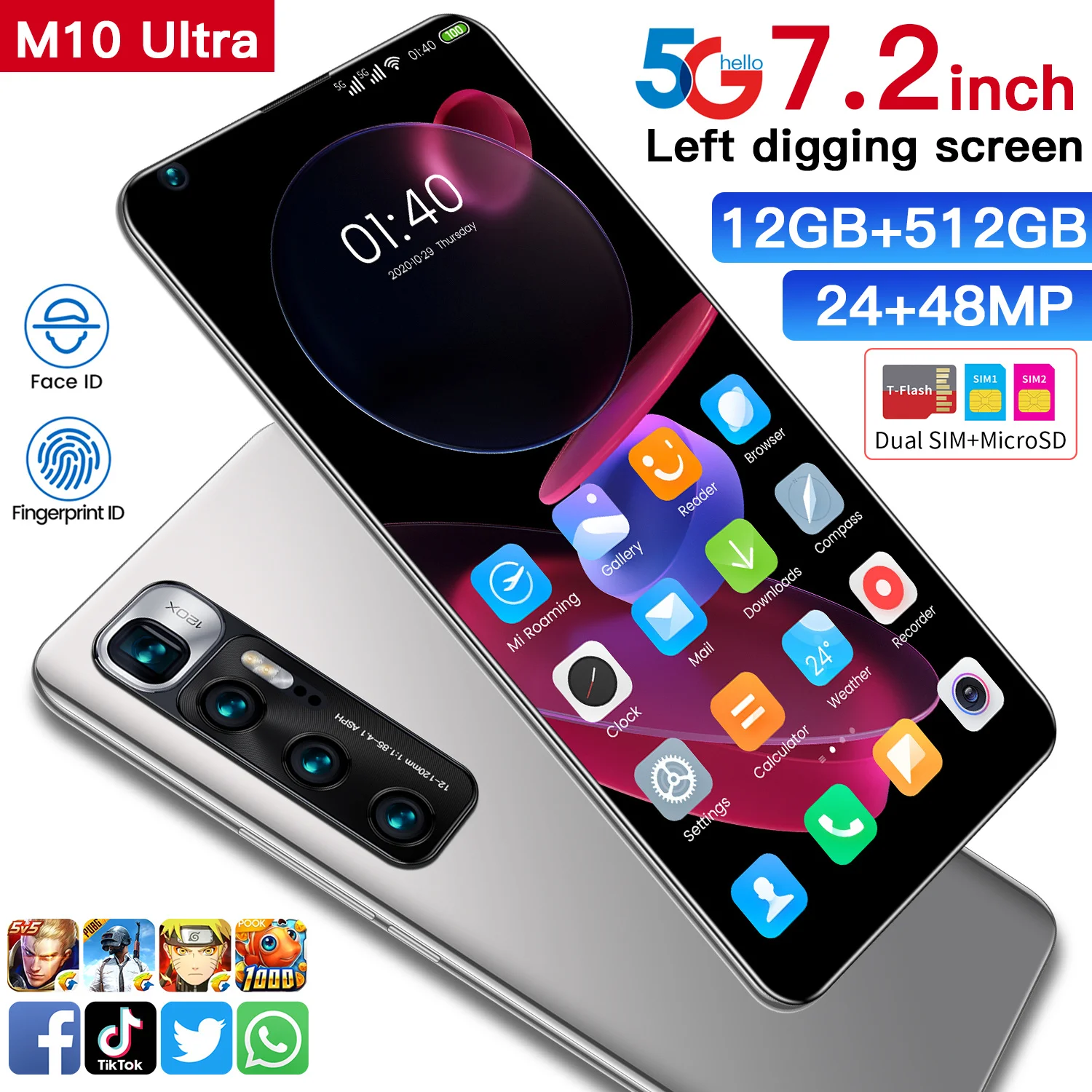 Global Sales Original Realme M10 Ultra Mobile Phone Snapdragon 865 Android 10.0 7.2Inch 64.0MP 65W Super Charger Screen
Global Sales Original Realme M10 Ultra Mobile Phone Snapdragon 865 Android 10.0 7.2Inch 64.0MP 65W Super Charger Screen