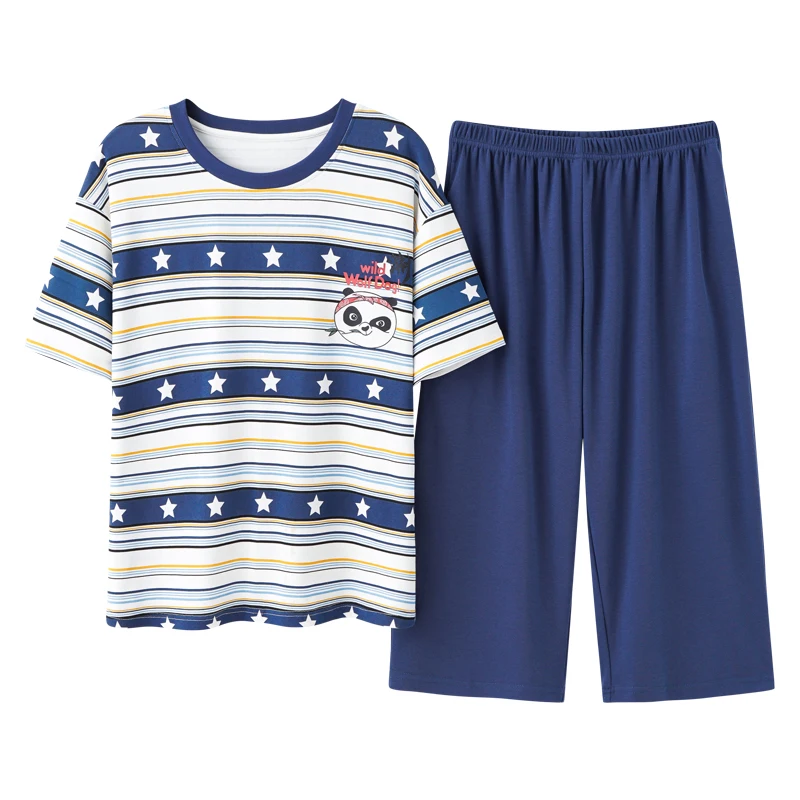 Loose Sweet Fashion Blue Stripe Girls Sleepwear Cotton Pajamas Sets Women Summer Korean Cute Cartoon Print Short Sleeve Homewear
Loose Sweet Fashion Blue Stripe Girls Sleepwear Cotton Pajamas Sets Women Summer Korean Cute Cartoon Print Short Sleeve Homewear