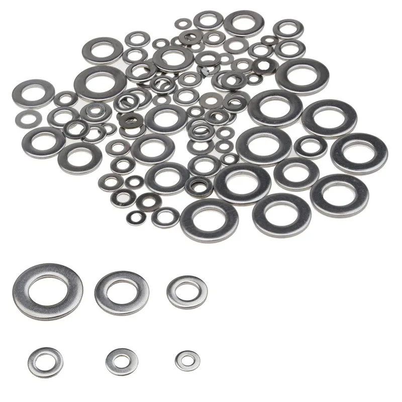 105pcs 6 Sizes M3/M4/M5/M6/M8/M10 Washer Flat Spring Washers Stainless Steel Metric Flat Gasket Kit Assortment For Hardware
105pcs 6 Sizes M3/M4/M5/M6/M8/M10 Washer Flat Spring Washers Stainless Steel Metric Flat Gasket Kit Assortment For Hardware