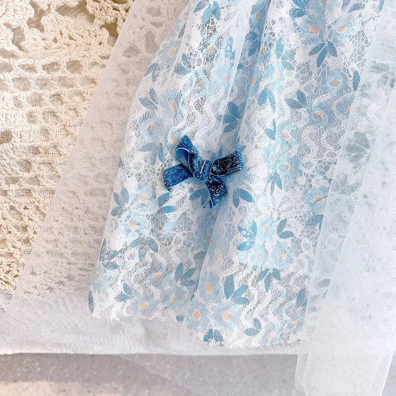 Girls Blue Princess Dress Summer Kids Cute Bow Flower Lace Dresses 3-7Y Children Birthday Sweet Clothes Casual Beach vestidos
Girls Blue Princess Dress Summer Kids Cute Bow Flower Lace Dresses 3-7Y Children Birthday Sweet Clothes Casual Beach vestidos