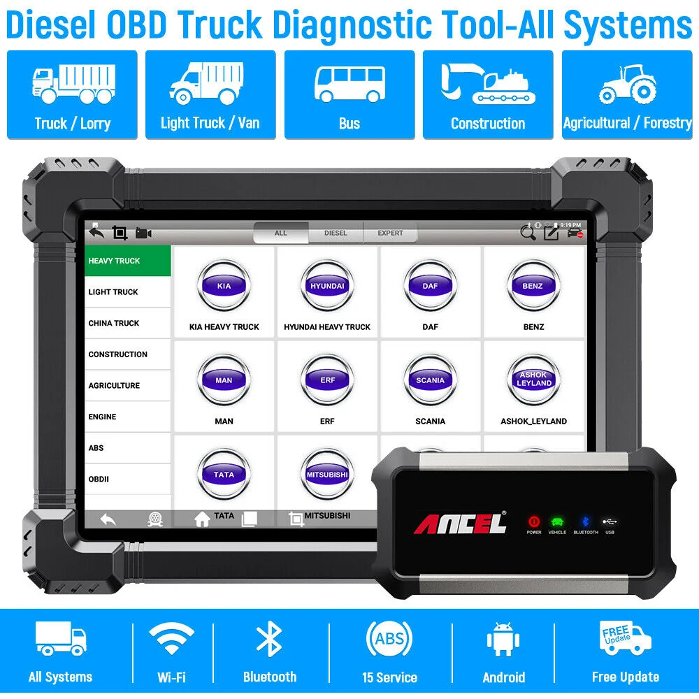 Ancel X7 HD Heavy Duty Truck OBD2 Diagnostic Tools Full System Scan DPF Oil Gear SRS Rest Automotive Scanner 2 Year Free Update
Ancel X7 HD Heavy Duty Truck OBD2 Diagnostic Tools Full System Scan DPF Oil Gear SRS Rest Automotive Scanner 2 Year Free Update
