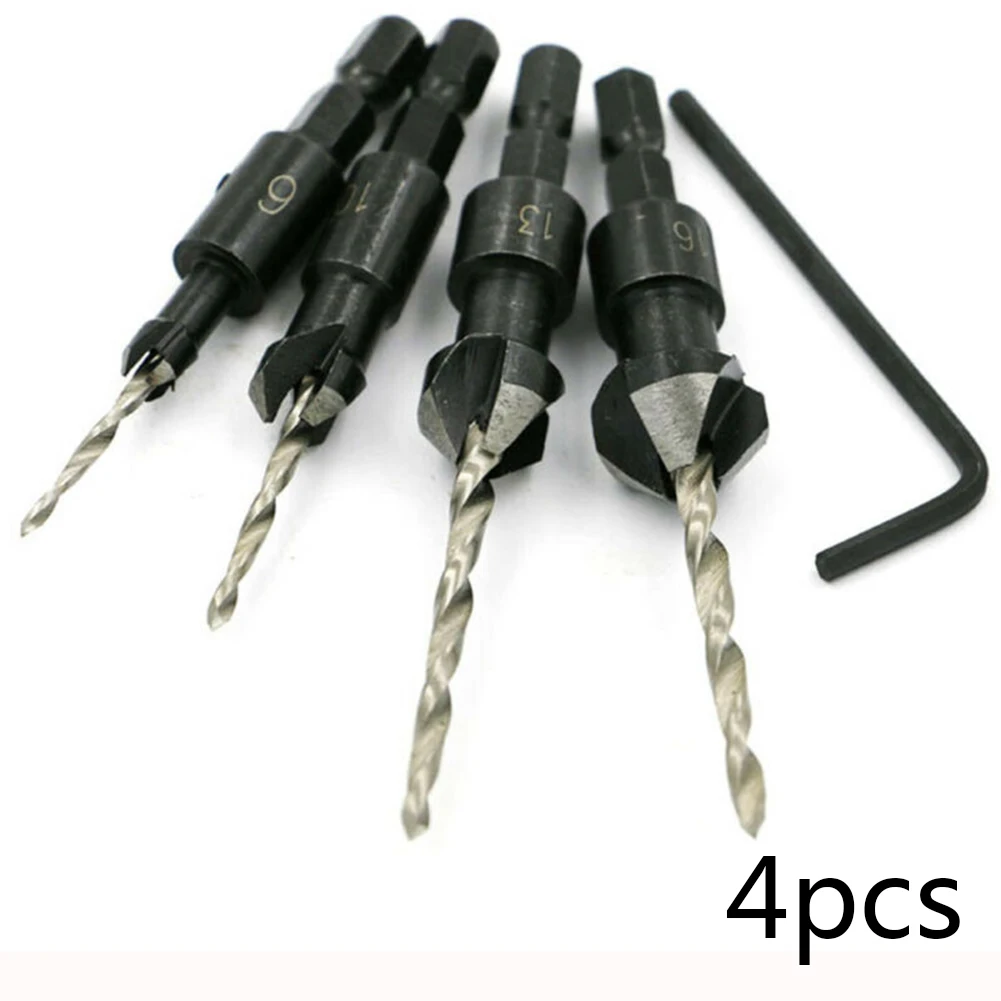 4PCS Countersink Drill Bit Set Woodworking Hex Shank #6 #10 #13 #16 Drilling For Wood Screw
4PCS Countersink Drill Bit Set Woodworking Hex Shank #6 #10 #13 #16 Drilling For Wood Screw