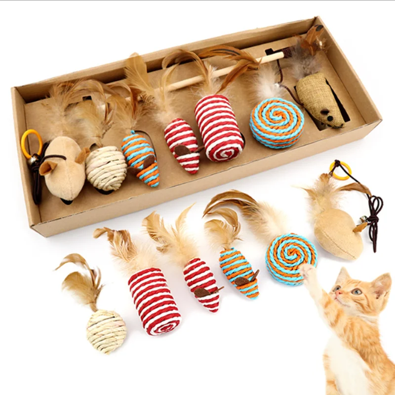 Cat Toys 7pcs Simulation Mouse Cat Stick Set Kitten Scratch Bite Toy Feather Wand Sisal Funny Toys Gift Box
Cat Toys 7pcs Simulation Mouse Cat Stick Set Kitten Scratch Bite Toy Feather Wand Sisal Funny Toys Gift Box