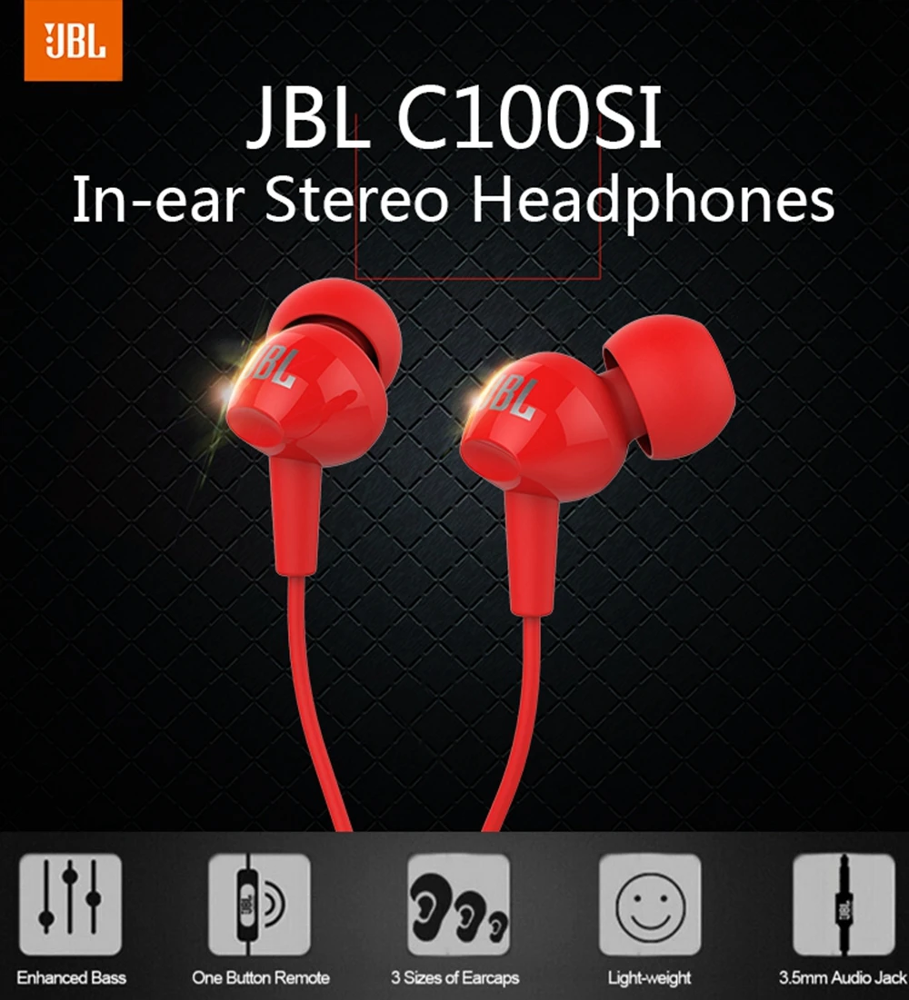 JBL-C100SI Проводные стереонаушники глубокие басы аудио устройство для музыки и