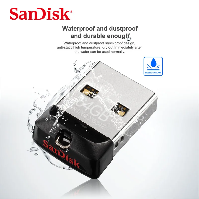 

100% Original SanDisk USB Flash Drive Cruzer Fit CZ33 64GB 32GB 16GB Super Mini Pen Drive USB 2.0 Memory Stick 8GB U Disk