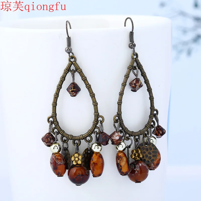 Lucky Fashion Gemstone Earrings Vintage Hollow Water Drop Beaded Tassel Earrings Long Earrings Boho
Lucky Fashion Gemstone Earrings Vintage Hollow Water Drop Beaded Tassel Earrings Long Earrings Boho