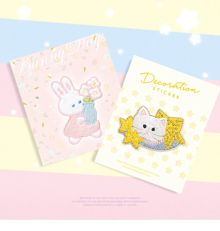 Creative DIY Patches For Clothing cute cat bunny Thermoadhesive embroidery sticker Iron-on animal patch on Clothes Applique
Creative DIY Patches For Clothing cute cat bunny Thermoadhesive embroidery sticker Iron-on animal patch on Clothes Applique